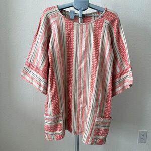 Stark X Womens SM Shift Dress Tunic Orange Striped‎ Costal Resort Beach Cover Up